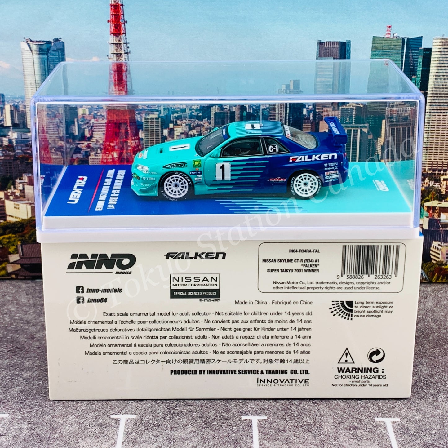 INNO64 1/64 NISSAN SKYLINE GT-R R34 #1 "FALKEN" Super Taikyu 2001 Winner IN64-R34RA-FAL