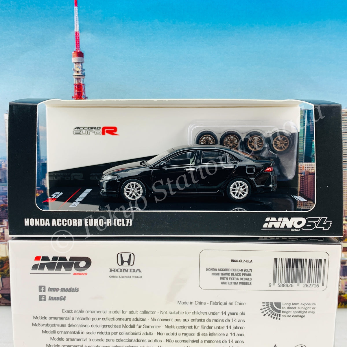 INNO64 1/64 HONDA ACCORD Euro-R (CL7) Nighthawk Black Pearl W