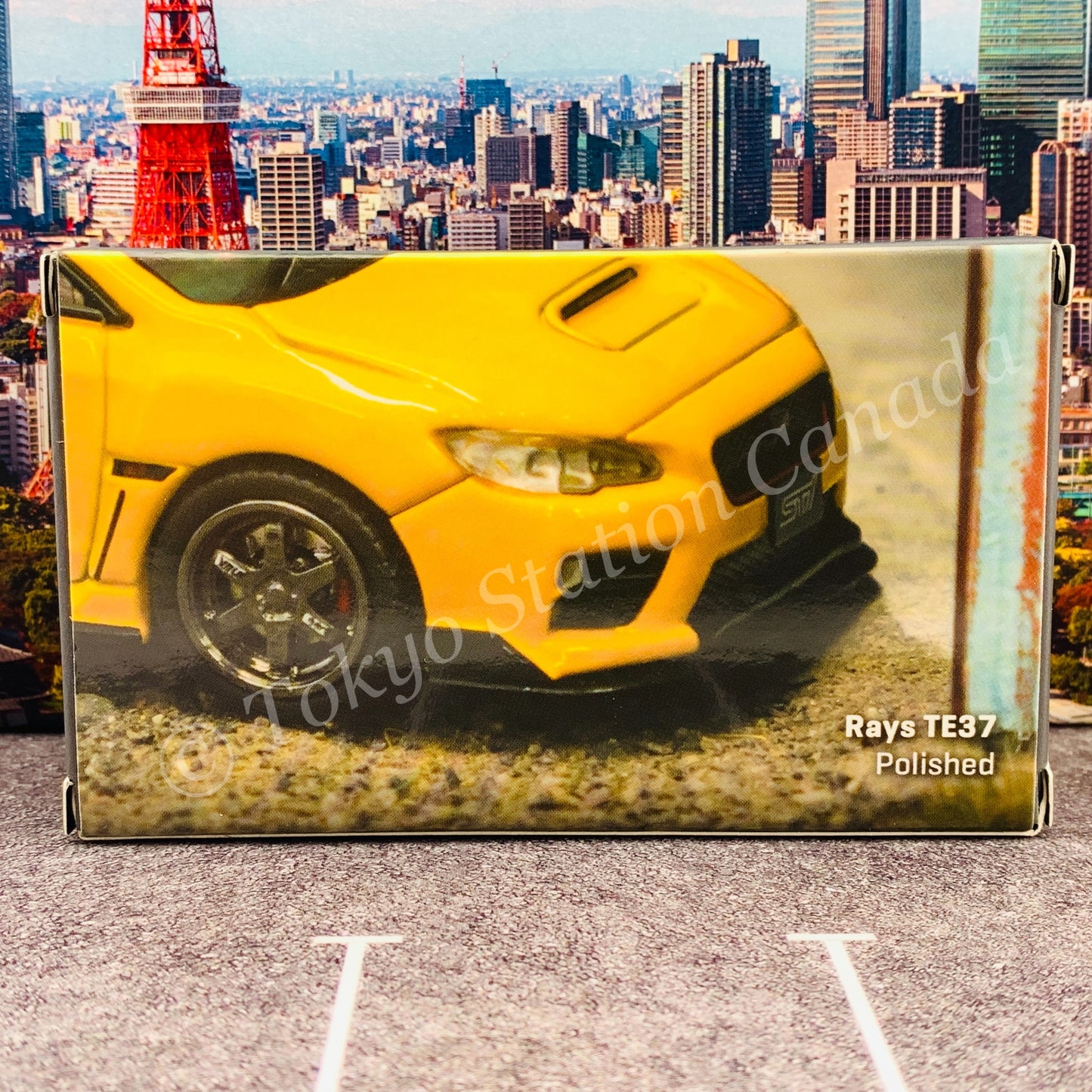 Tarmac Works 1/64 PARTS64 Rays TE37 Polished *Include: 4 Rims / 4 Tires / 4 Axis / 2 sets of spacers / Tire Rack / Sticker T64W-002-PL