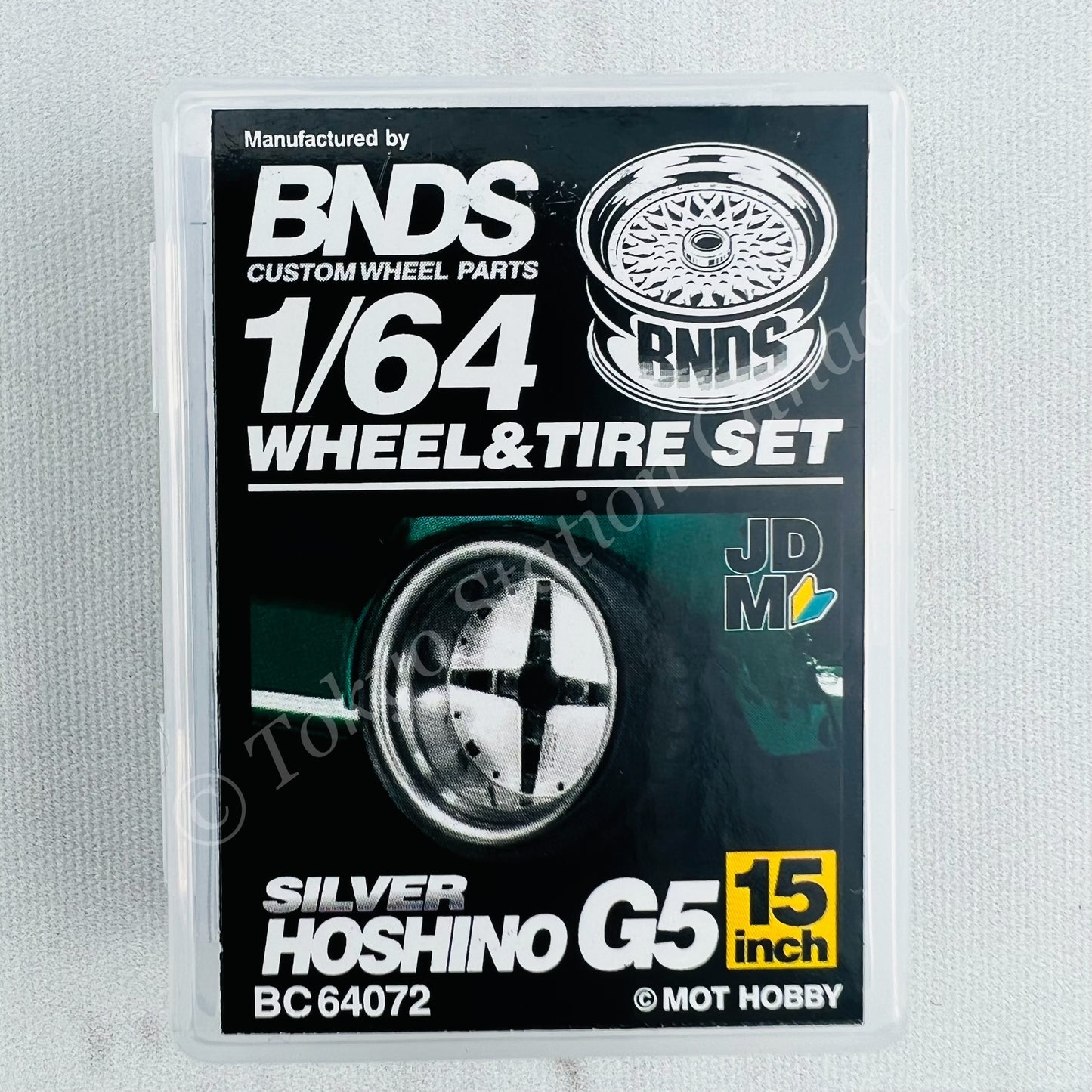 BNDS 1/64 Alloy Wheel & Tire Set HOSHINO G5 SILVER BC64072
