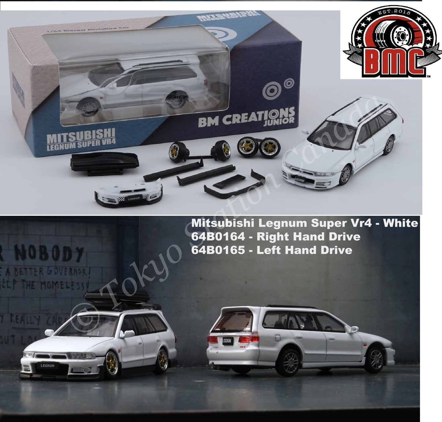 BM CREATIONS JUNIOR 1/64 Mitsubishi Legnum Vr4 -White LHD 64B0165