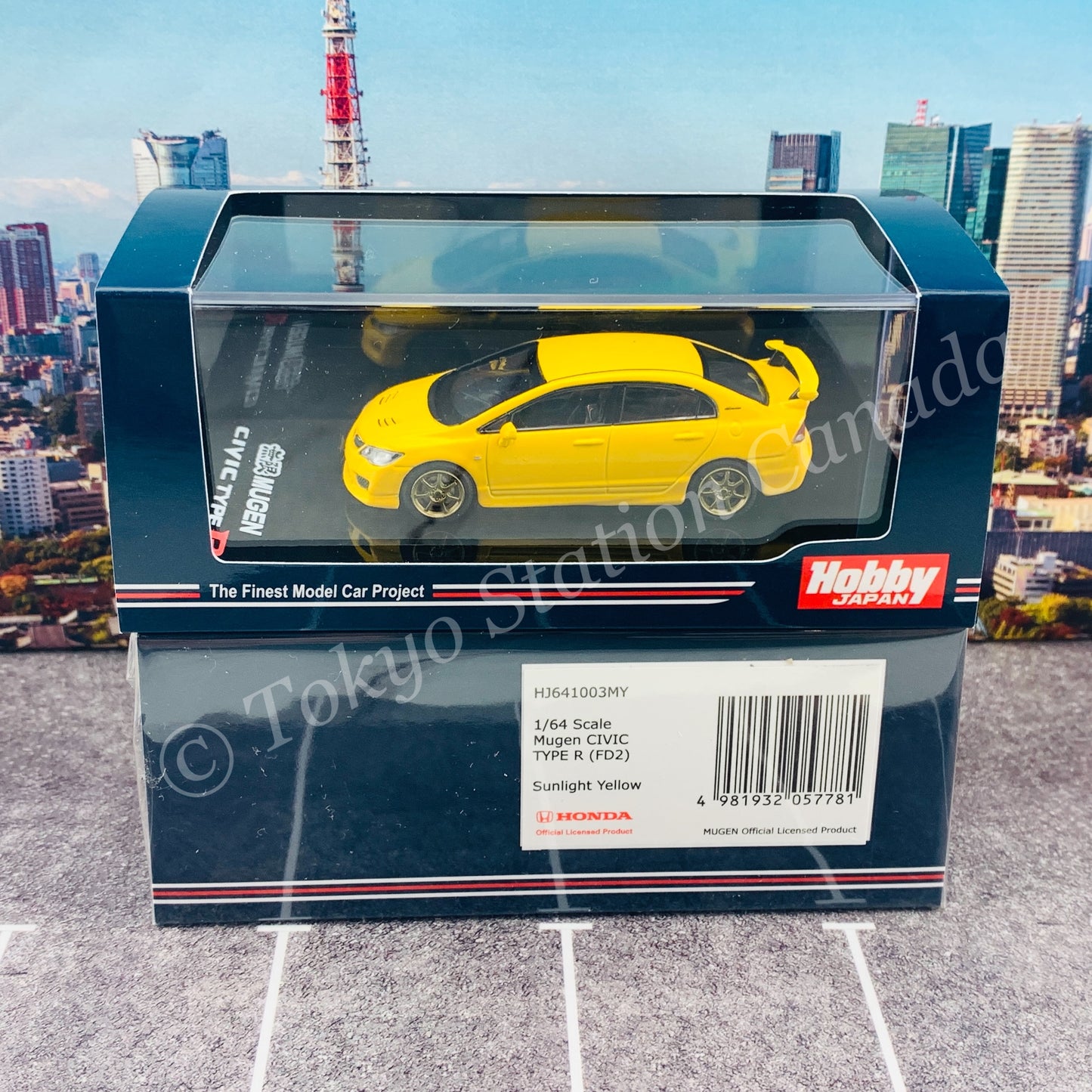 HOBBY JAPAN 1/64 Mugen Civic TYPE R (FD2) Sunlight Yellow HJ641003MY