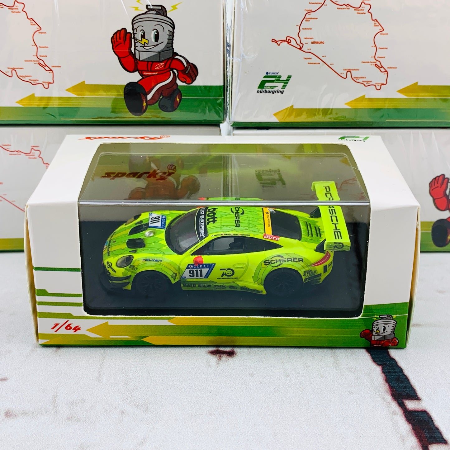 Sparky 1/64 PORSCHE 911 GT3 R NO.911 MANTHEY RACING POLE POSITION 24H NÜRBURGRING 2018 K. ESTRE - R. DUMAS - L. VANTHOOR - E. BAMBER Y118