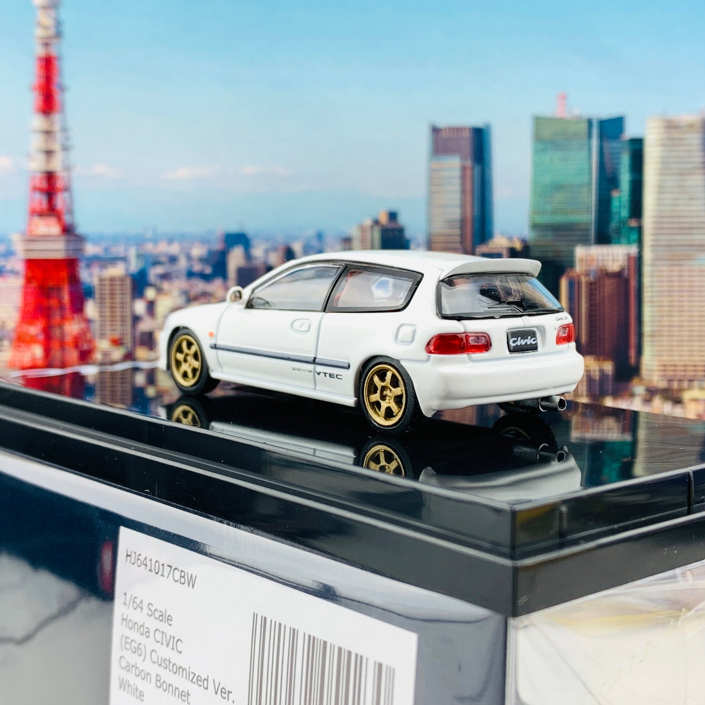 HOBBY JAPAN 1/64 Honda Civic EG6 Customized Version Carbon Bonnet WHITE HJ641017CBW