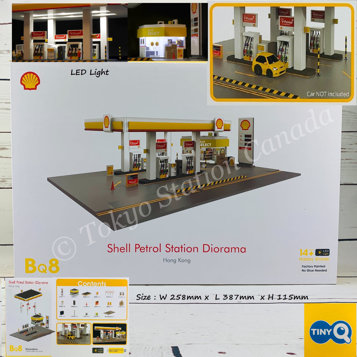 TinyQ Hong Kong Shell Petrol Station Diorama with LED Light TinyQ Hong Kong Shell Petrol Station Diorama with LED Light