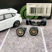 BM CREATIONS JUNIOR 1/64 Subaru 2009 Impreza WRX WHITE LHD with Extra Wheels and Lowering Parts 64B0111