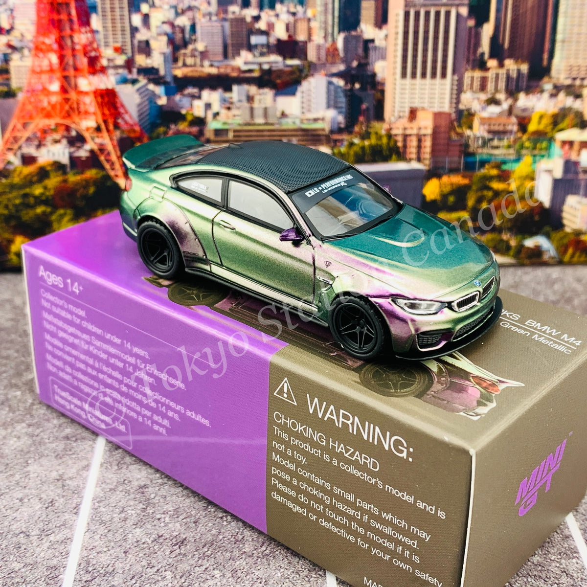 MINI GT 1/64 LB WORKS BMW M4 Purple Green Metallic LHD