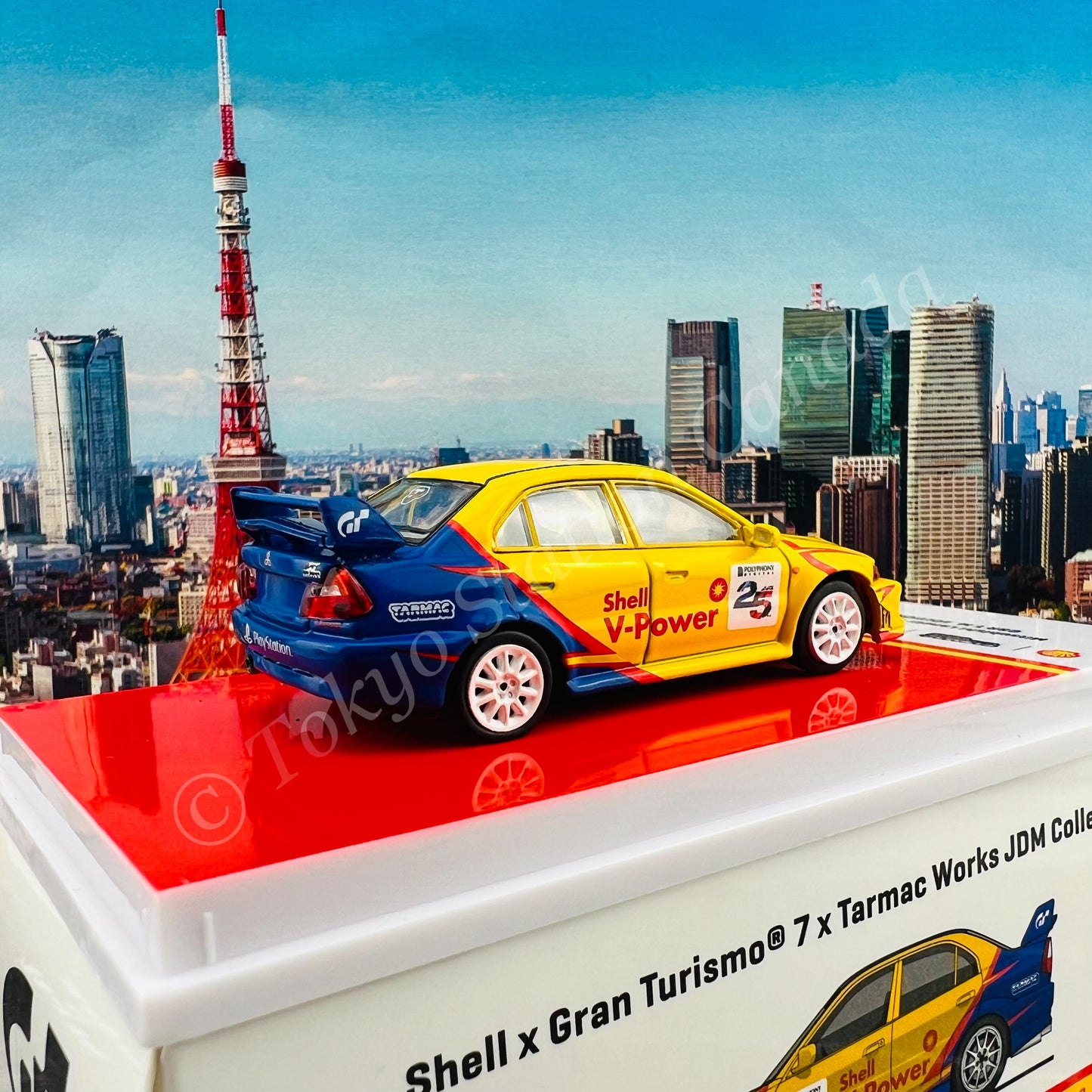 TARMAC WORKS x Gran Turismo 7 x SHELL 1/64 Mitsubishi Lancer Evolution VI GSR T.M. Edition 1999 T64-021-SS22