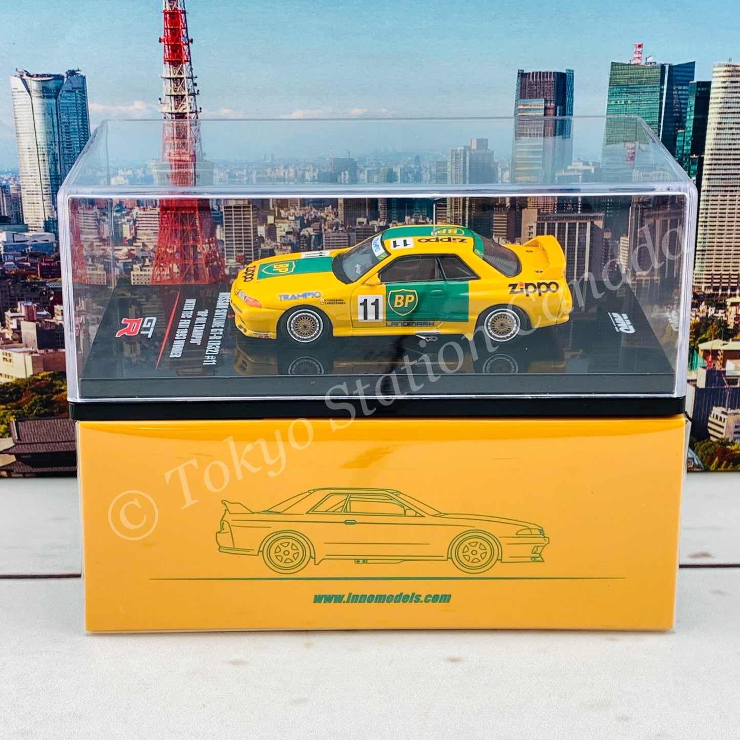 INNO64 1/64 NISSAN SKYLINE GT-R R32 #11 "BP OIL TRAMPIO" Inter TEC Fuji 1993 Winner IN64-R32-BP
