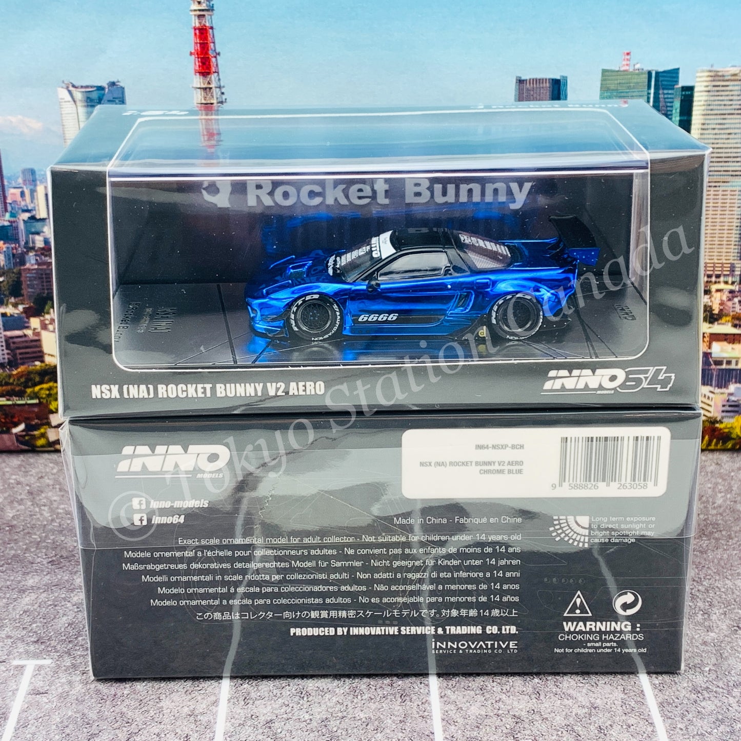 INNO64 1/64 NSX (NA) ROCKET BUNNY V2 AERO Chrome Blue IN64-NSXP-BCH