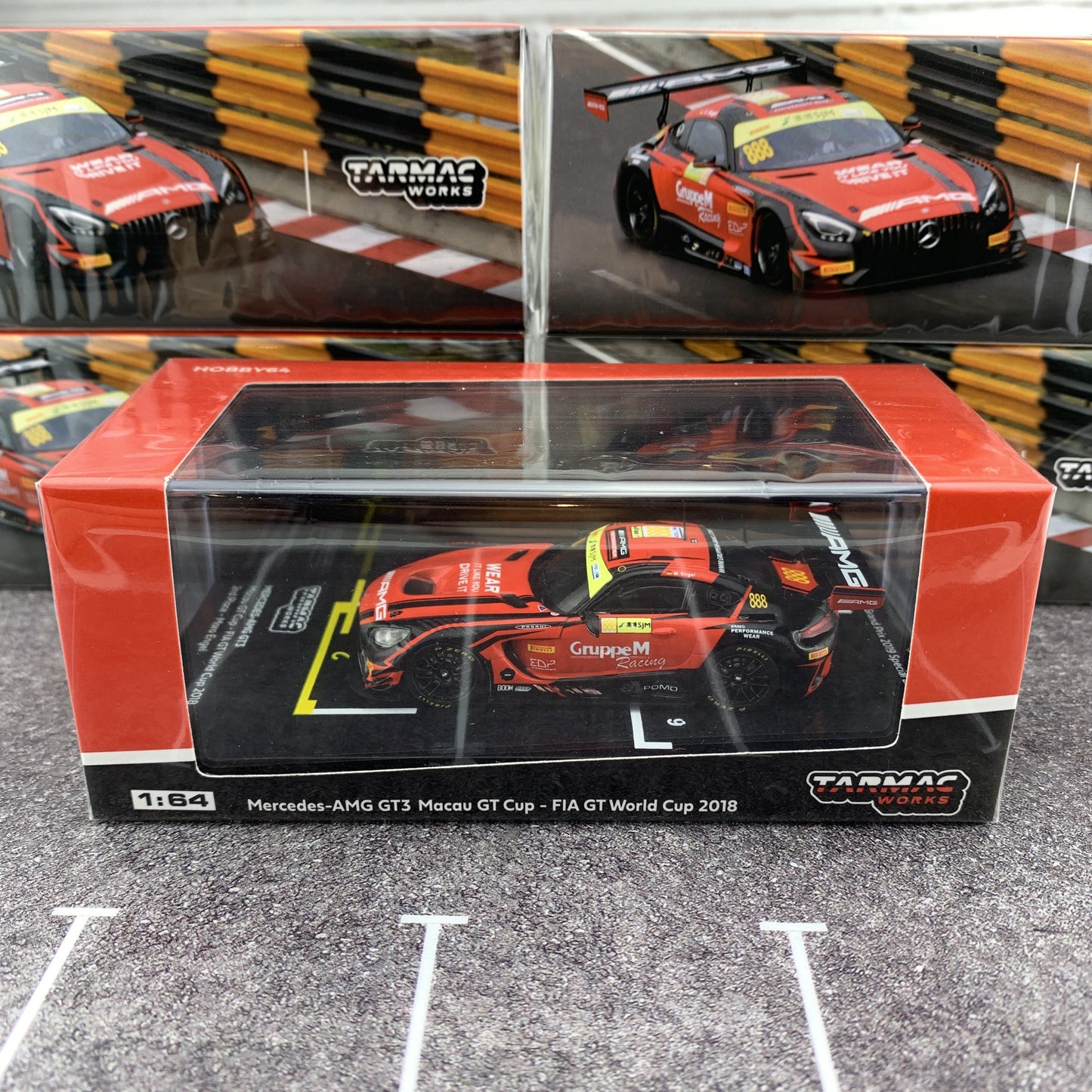 Tarmac Works 1/64 Mercedes-AMG GT3 Macau GT Cup - FIA GT World Cup 2018 2nd Place - Maro Engel T64-008-18MGP888
