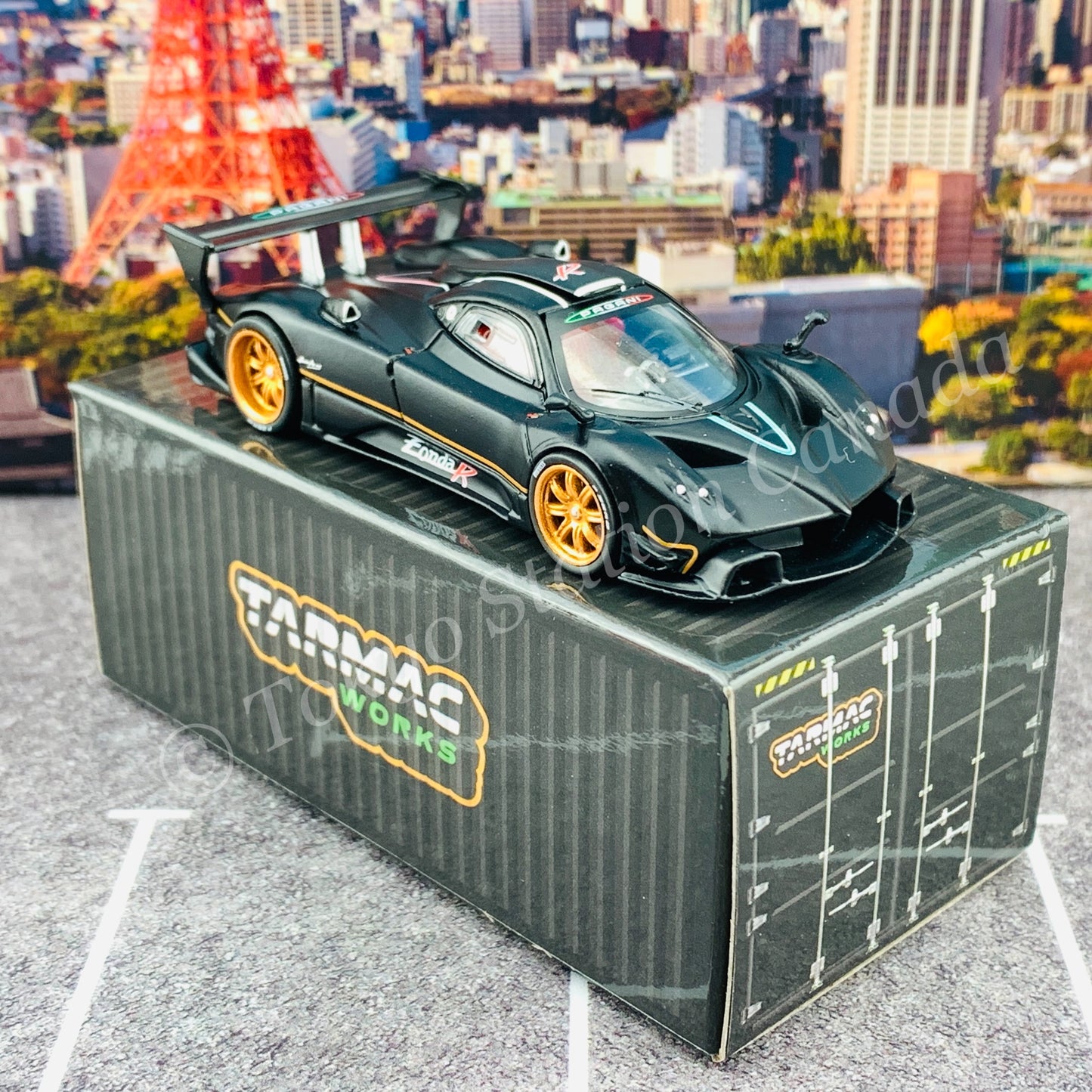Tarmac Works 1/64 Global64 Pagani Zonda R Matt Black T64G-TL015-MB