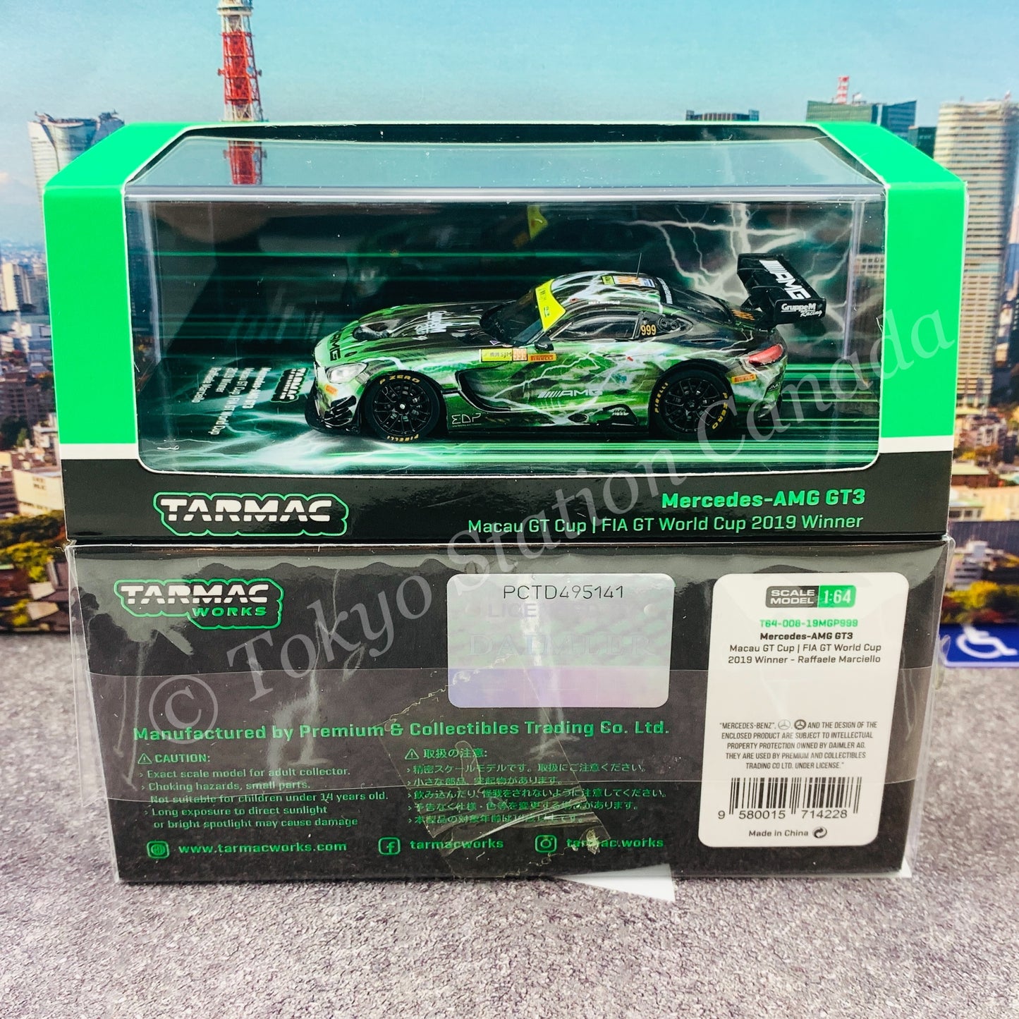 TARMAC WORKS 1/64 HOBBY64 Mercedes-AMG GT3 Macau GT Cup - FIA GT World Cup 2019 Winner Raffaele Marciello T64-008-19MGP999