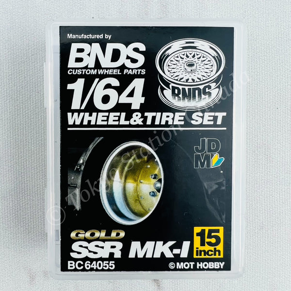 BNDS 1/64 Alloy Wheel & Tire Set SSR MK-I GOLD BC64055