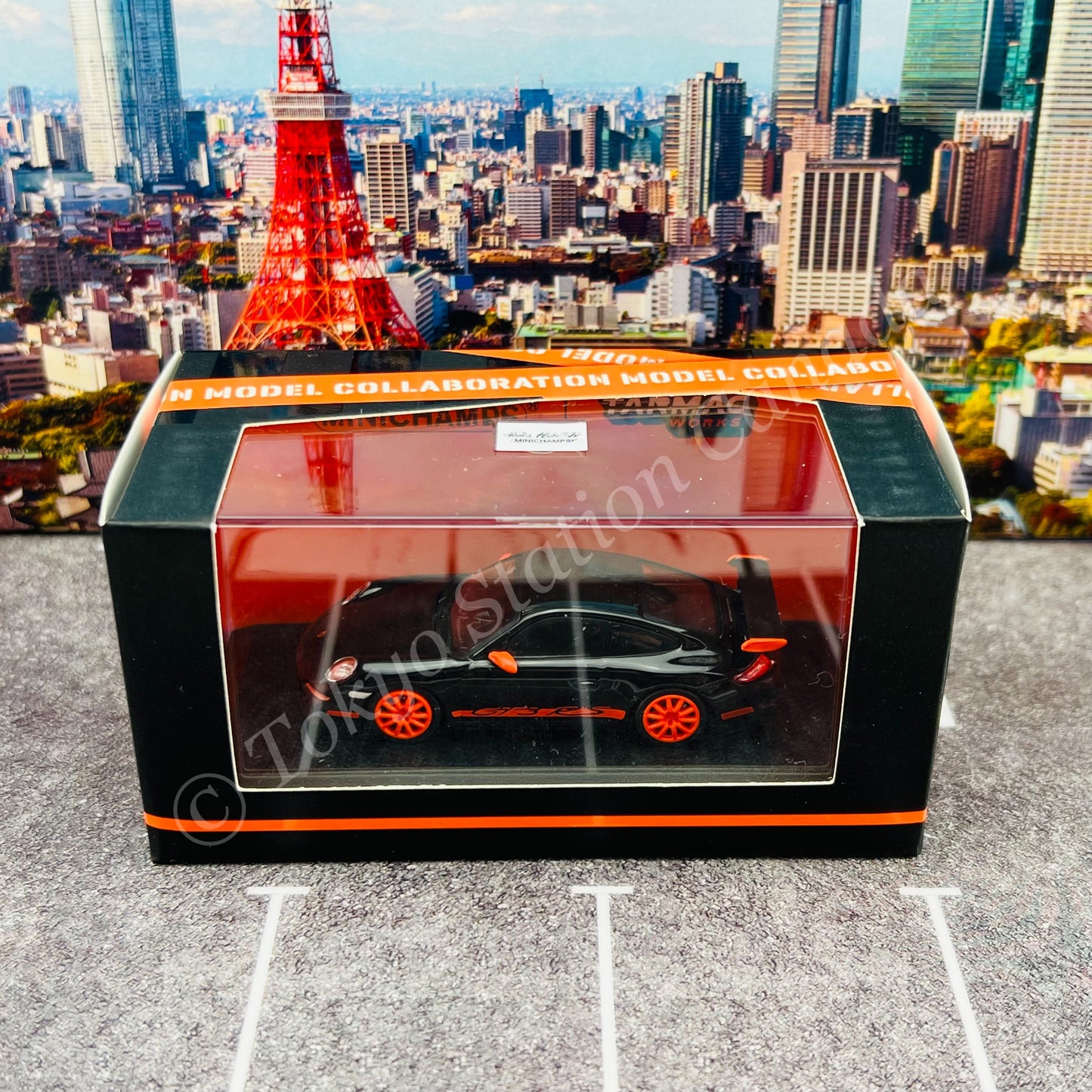 Tarmac Works x MINICHAMPS COLLAB64 1/64 Porsche 911 GT3 RS (997) Black T64MC-001-BK (643066004)