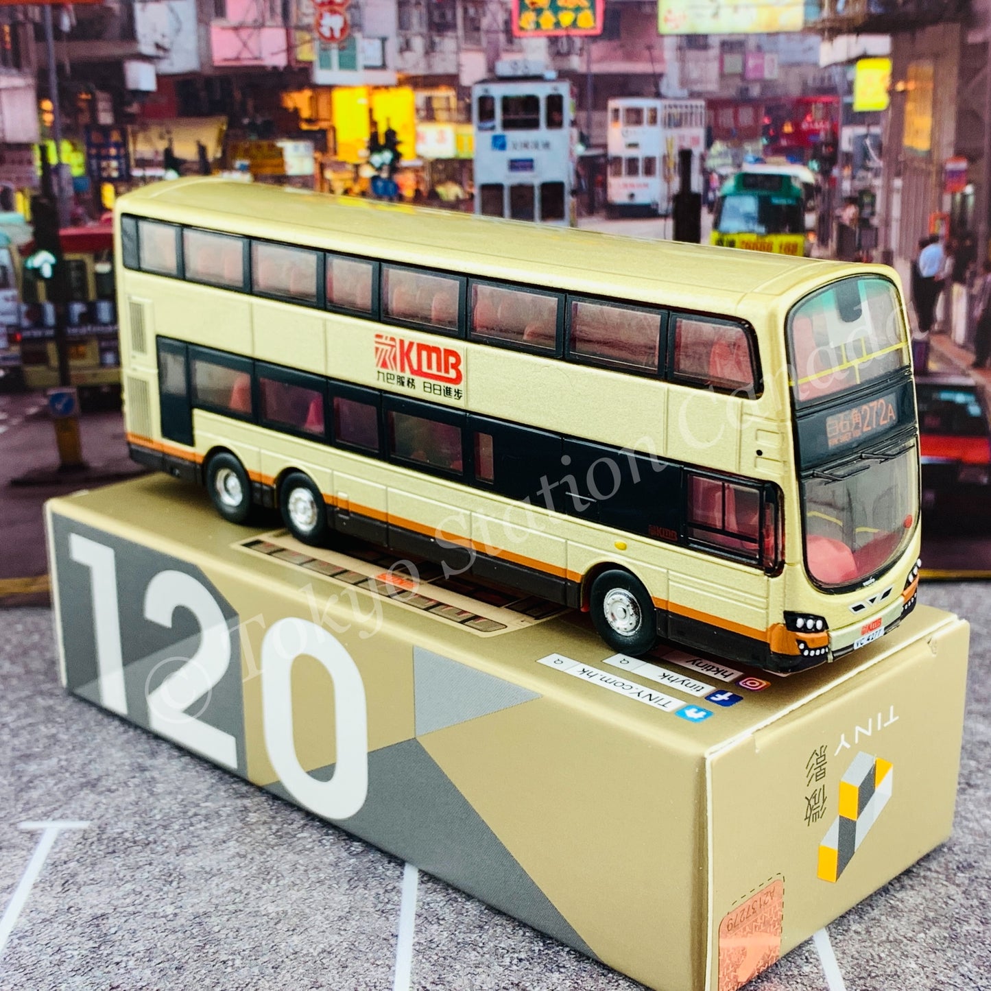 TINY 微影 120 Volvo B9TL Wright Gold (Pak Shek Kok 272A 白石角) 前衛富豪 B9TL (金色) KMB2020107