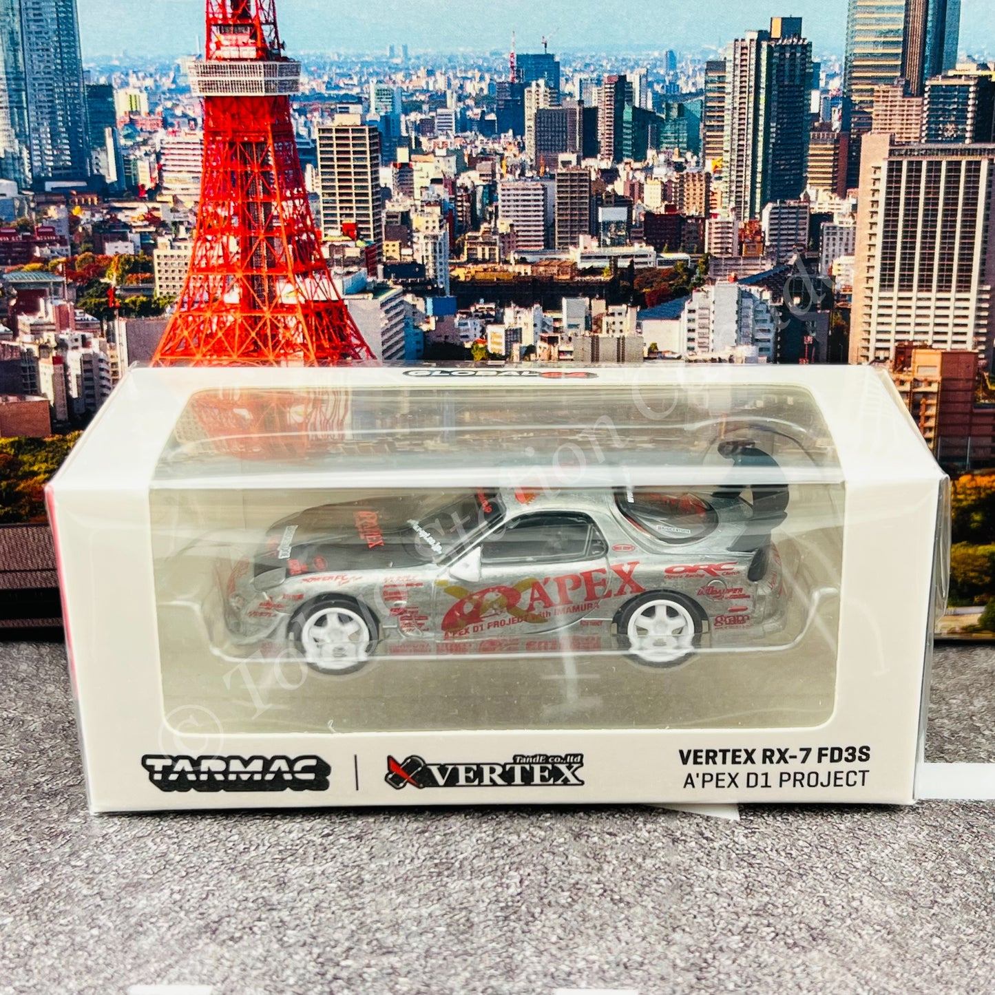 CHASE CAR TARMAC WORKS GLOBAL64 1/64 VERTEX RX-7 FD3S A'PEX D1 PROJECT T64G-TL022-AP