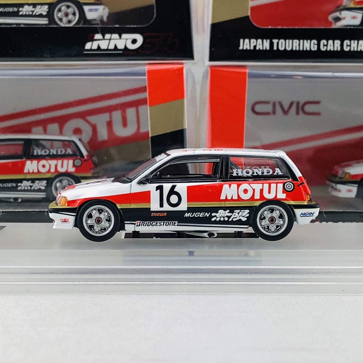 INNOモデル　HONDA CIVIC #16 MOTUL 1987 Amazon | INNO 1/64 ミニカー シビック Si E-AT Gr.A #16 無限