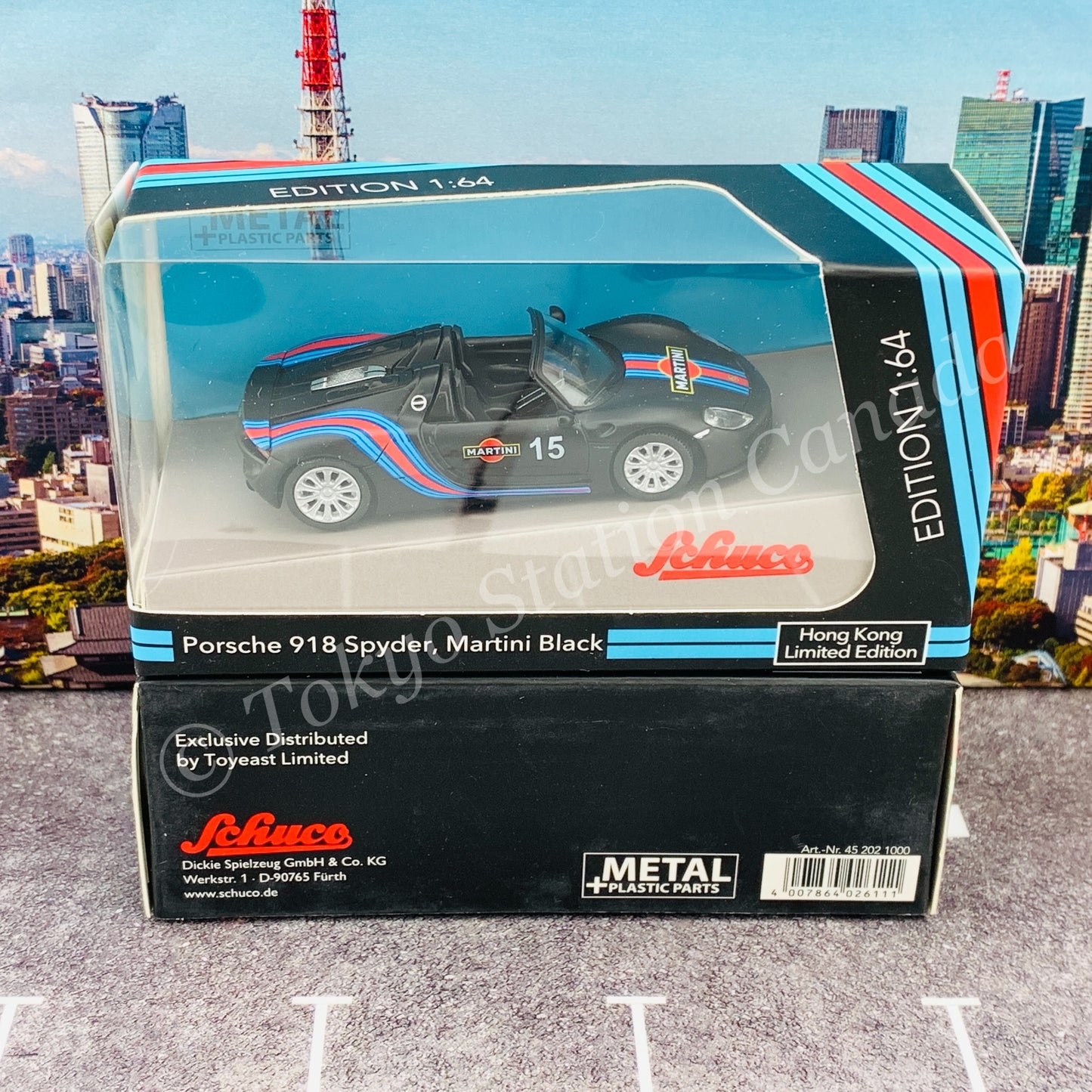 Schuco 1/64 Porsche 918 Spyder Martini Black Hong Kong Limited Edition 452021000