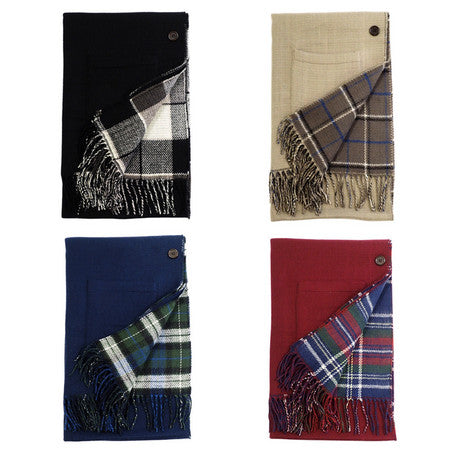 Lune Jumelle Checker Pocket Poncho Stole Black LM726610-11