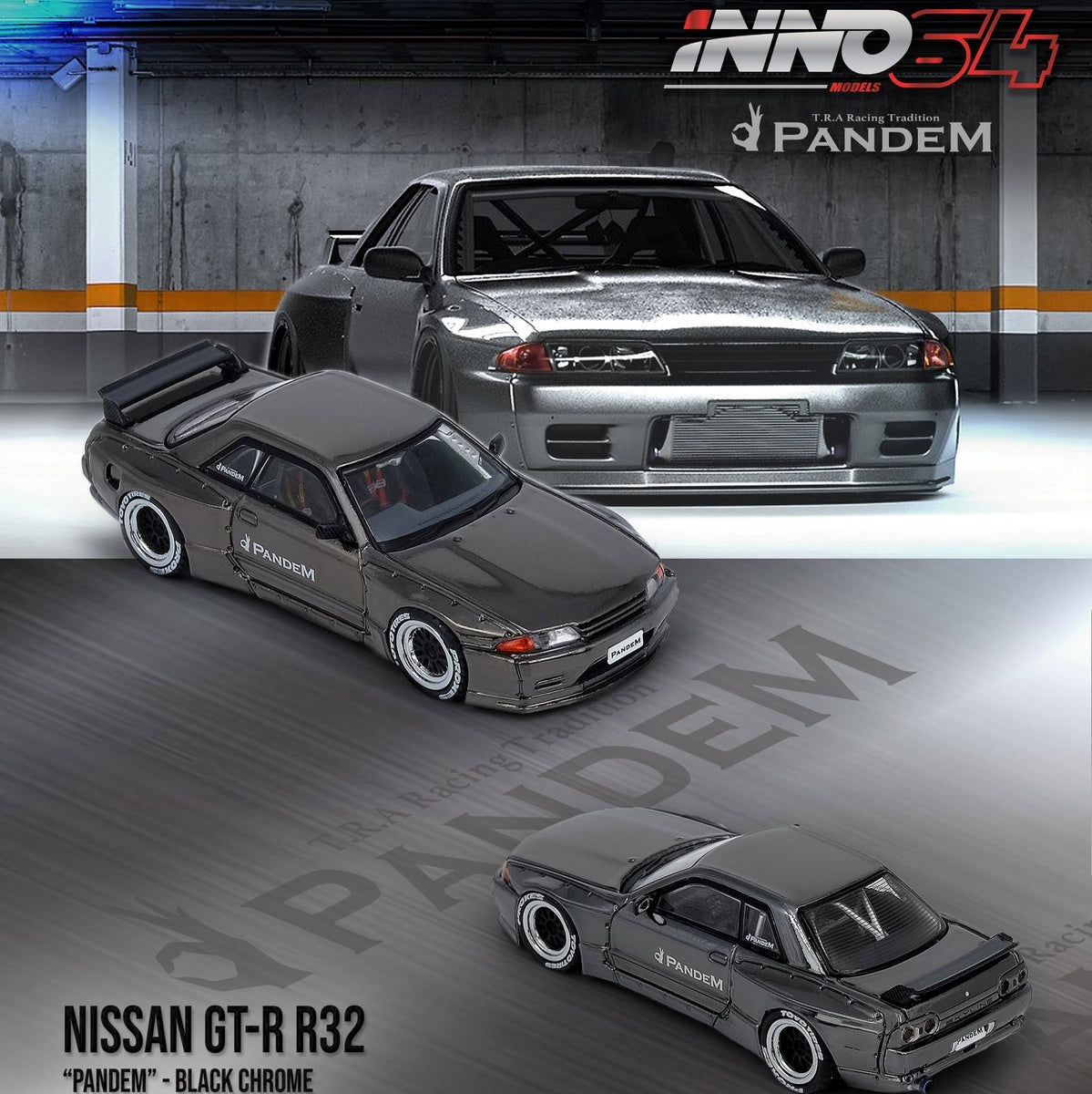 INNO64 1/64 NISSAN SKYLINE GTR R32 PANDEM Black Chrome