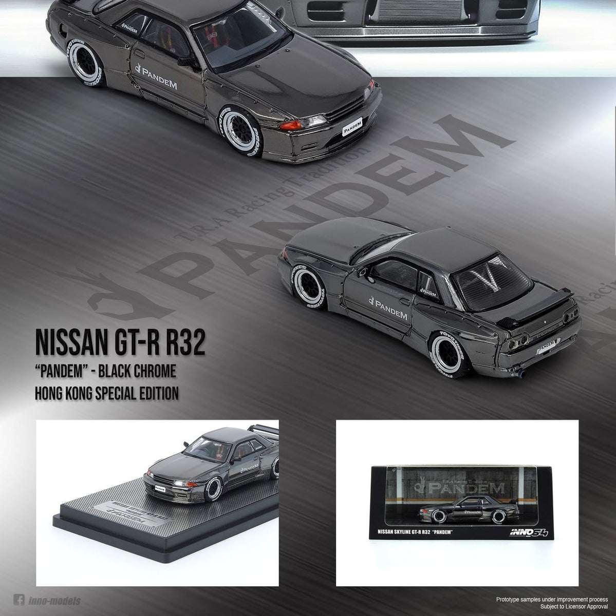 INNO64 1/64 NISSAN SKYLINE GTR R32 PANDEM Black Chrome