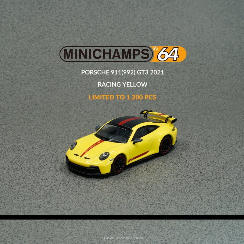 MINICHAMPS64 1/64 PORSCHE 911 GT3 (992) 2021 - Racing Yellow Limited to 1,200 PCS 643061006