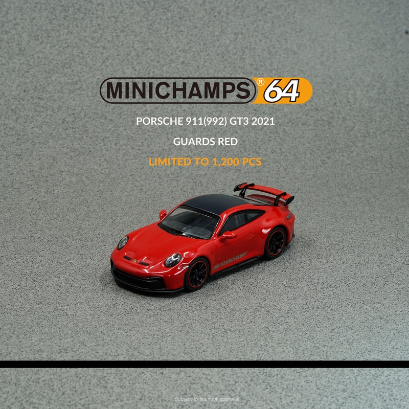 MINICHAMPS64 1/64 PORSCHE 911 GT3 (992) 2021 - Guards Red Limited to 1,200 PCS 643061010 (