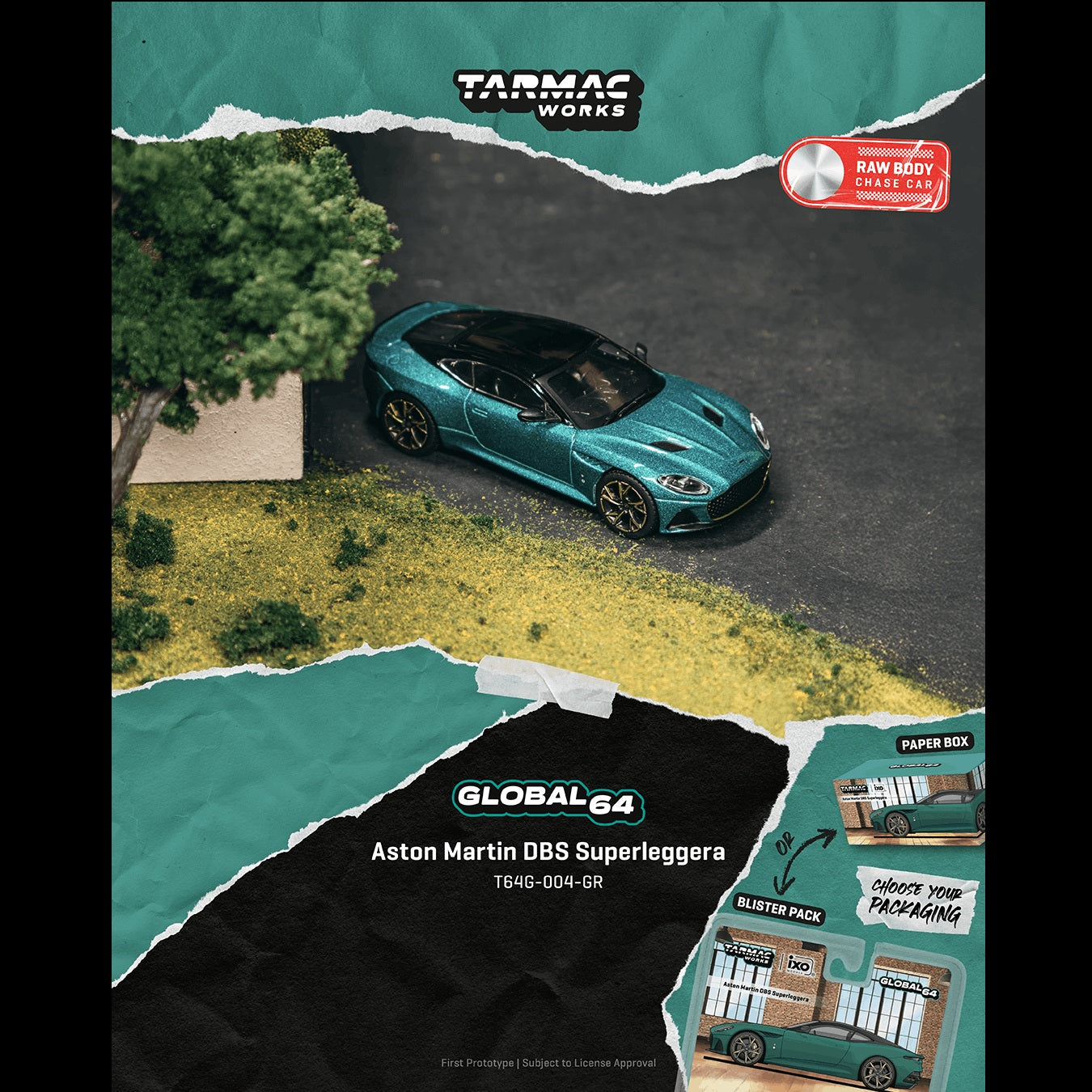 PREORDER Tarmac Works GLOBAL64 1/64 Aston Martin DBS Superleggera Green Metallic T64G-004-GR  **CHASE CARS ARE RANDOMLY PACKED** (Approx. Release Date :  AUGUST 2026 subject to manufacturer's final decision)