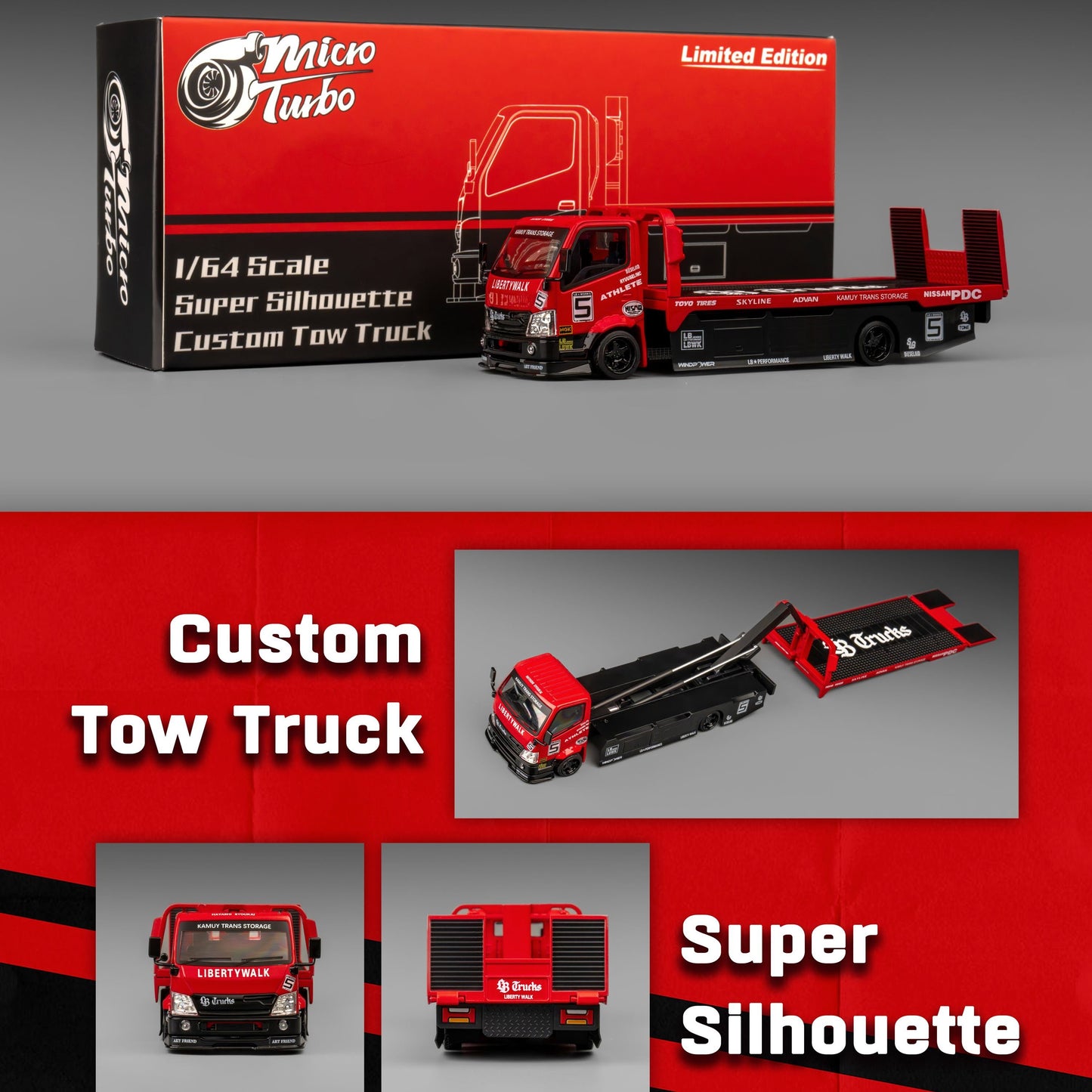 Micro Turbo 1/64 Custom Tow Truck - Super Silhouette