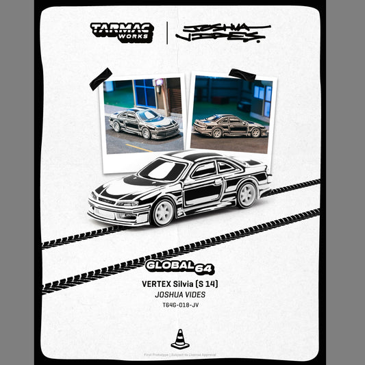 PREORDER TARMAC WORKS GLOBAL64 1/64 VERTEX Silvia (S 14) - Designed by JOSHUA VIDES T64G-018-JV (Approx. Release Date :  APR 2026 subject to manufacturer's final decision)