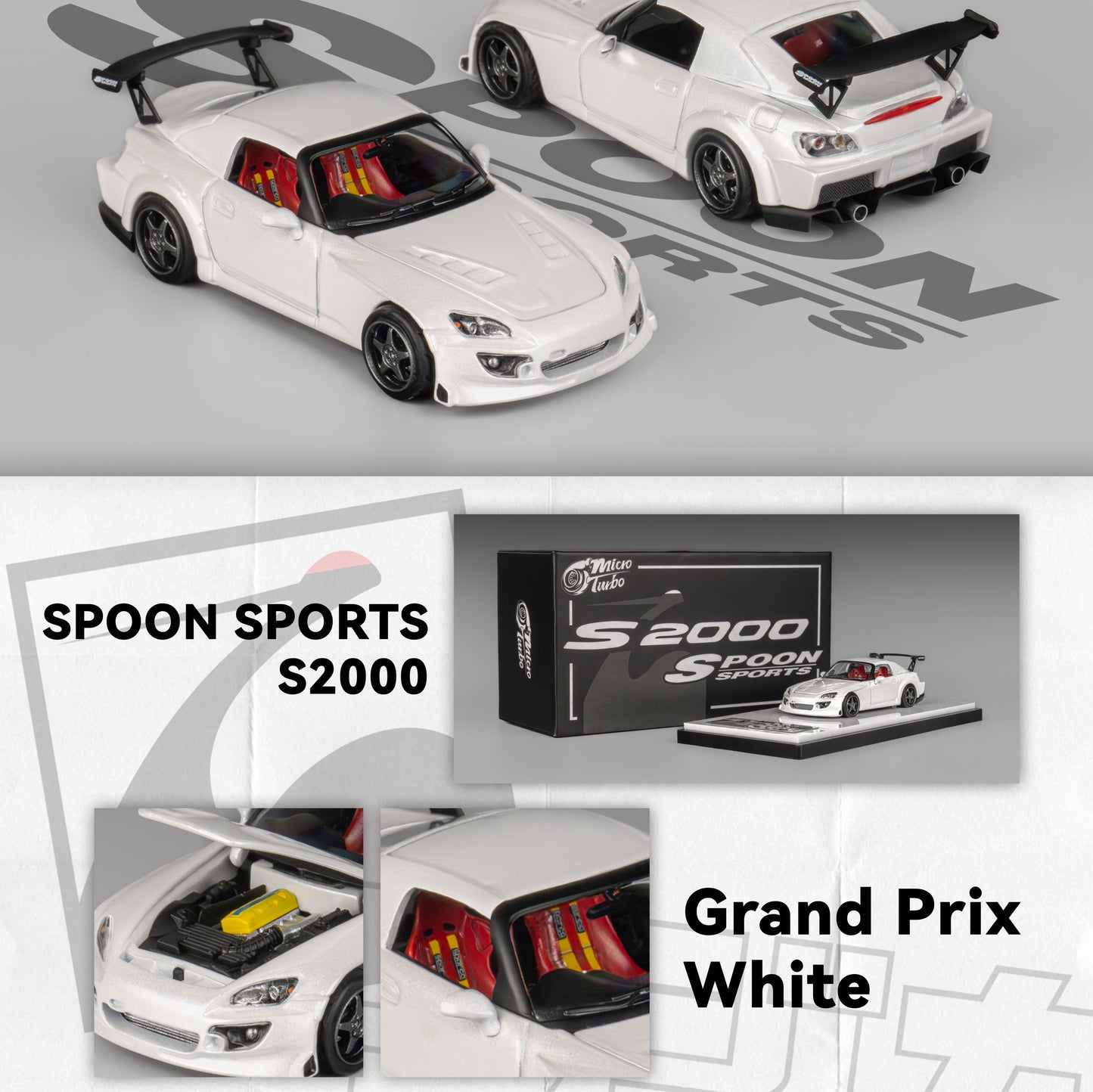 Micro Turbo 1/64 Custom S2000 Spoon Racing - White