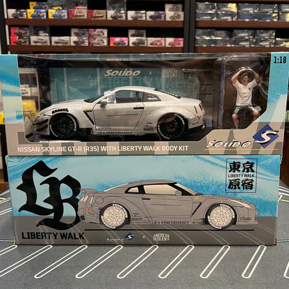SOLIDO x AMERICAN DIORAMA 1/18 NISSAN SKYLINE GT-R (R35) WITH LIBERTY WALK BODY KIT AND FIGURE S1805821