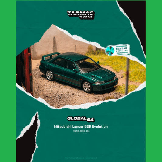 PREORDER TARMAC GLOBAL64 1/64 Mitsubishi Lancer GSR Evolution Green Metallic T64G-048-GR (Approx. Release Date :  MAY 2026 subject to manufacturer's final decision)