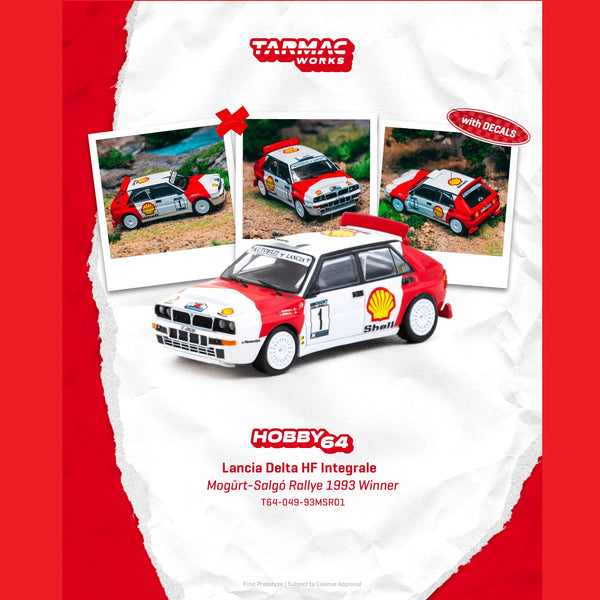 PREORDER TARMAC WORKS HOBBY64 1/64 Lancia Delta HF Integrale Mogürt-Salgó Rallye 1993 Winner László Sen Ranga / Ernő Büki T64-049-93MSR01 (Approx. Release Date :  APR 2026 subject to manufacturer's final decision)