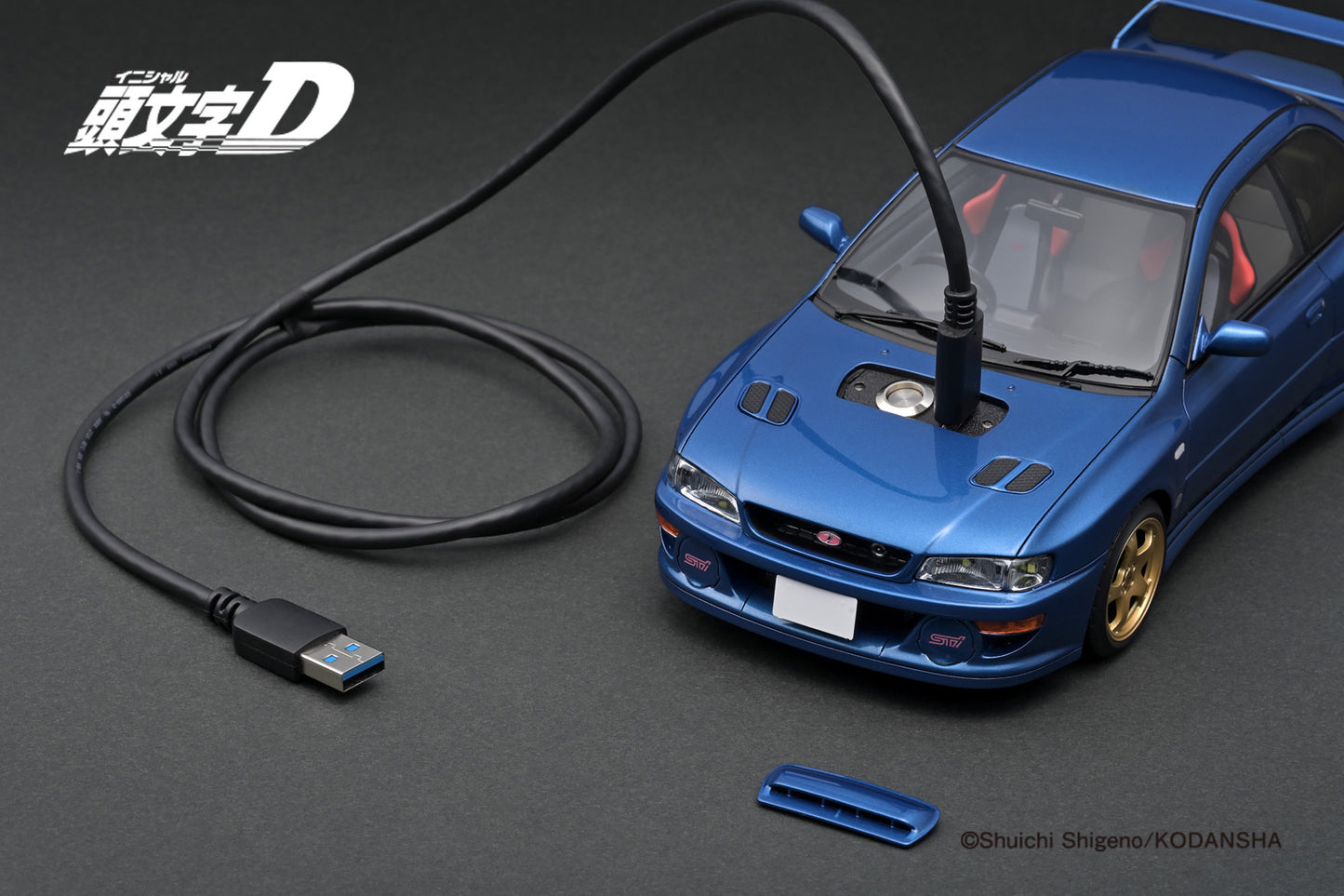 Ignition Model 1/18 	INITIAL D SUBARU Impreza WRX type R Sti Version V (GC8) Blue With LED light IG3539