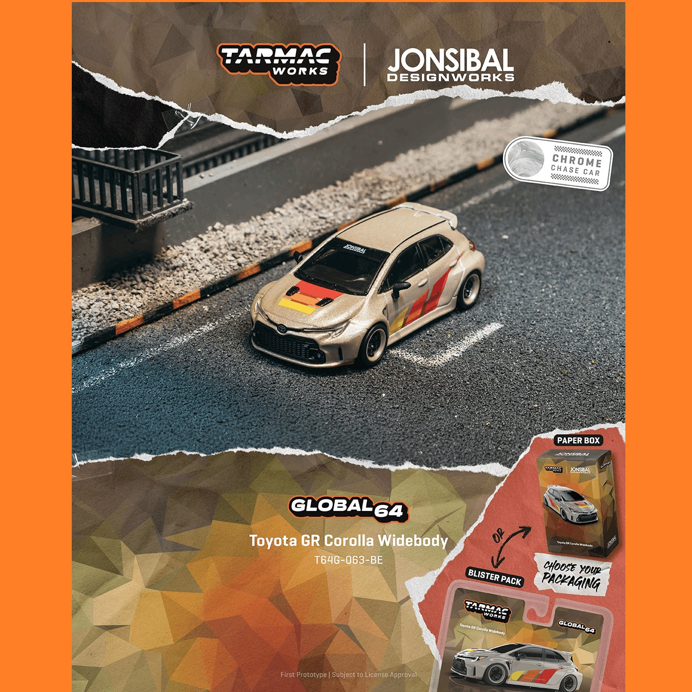 PREORDER Tarmac Works GLOBAL64 1/64 Toyota GR Corolla Widebody Beige T64G-063-BE **CHASE CARS ARE RANDOMLY PACKED** (Approx. Release Date :  AUGUST 2026 subject to manufacturer's final decision)