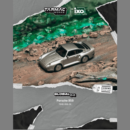 PREORDER Tarmac Works GLOBAL64 1/64 Porsche 959 Silver T64G-068-SL (Approx. Release Date :  JULY 2026 subject to manufacturer's final decision)