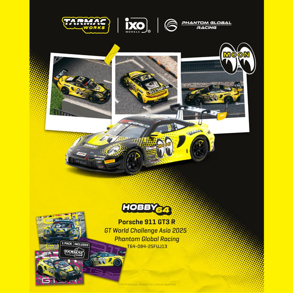 PREORDER TARMAC HOBBY64 1/64 Porsche 911 GT3 R GT World Challenge Asia 2025 Phantom Global Racing Sun Jingzu / Adderly Fong Model Car + Trading Cards Combo Set T64-084-25FUJ13 (Approx. Release Date :  APR 2026 subject to manufacturer's final decision)