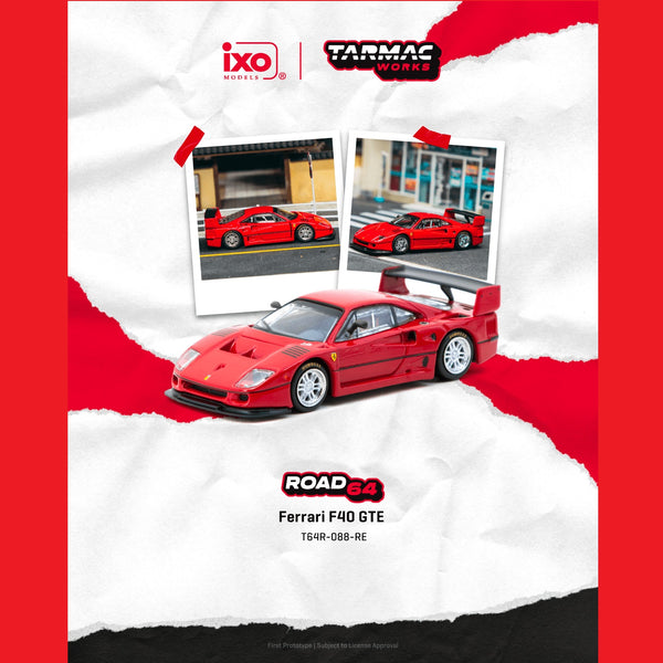 PREORDER TARMAC WORKS ROAD64 1/64 Ferrari F40 GTE Red T64R-088-RE (Approx. Release Date :  APR 2026 subject to manufacturer's final decision)