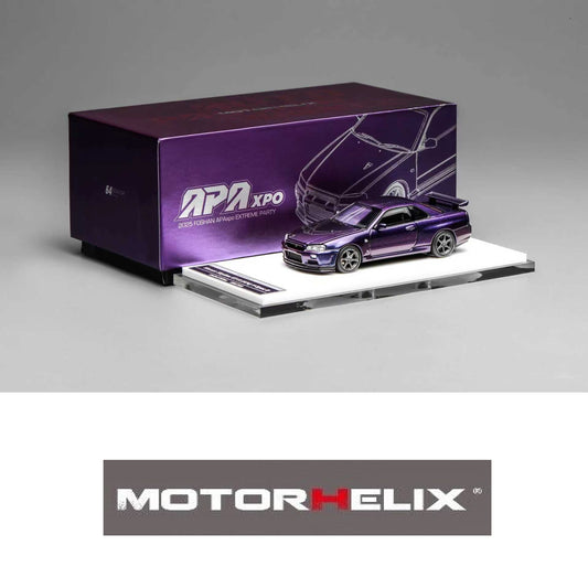 MOTORHELIX 1/64 Nissan Skyline GT-R (R34) V-Spec II - Midnight Purple (APA Xpo 2025 Event Model) M63401