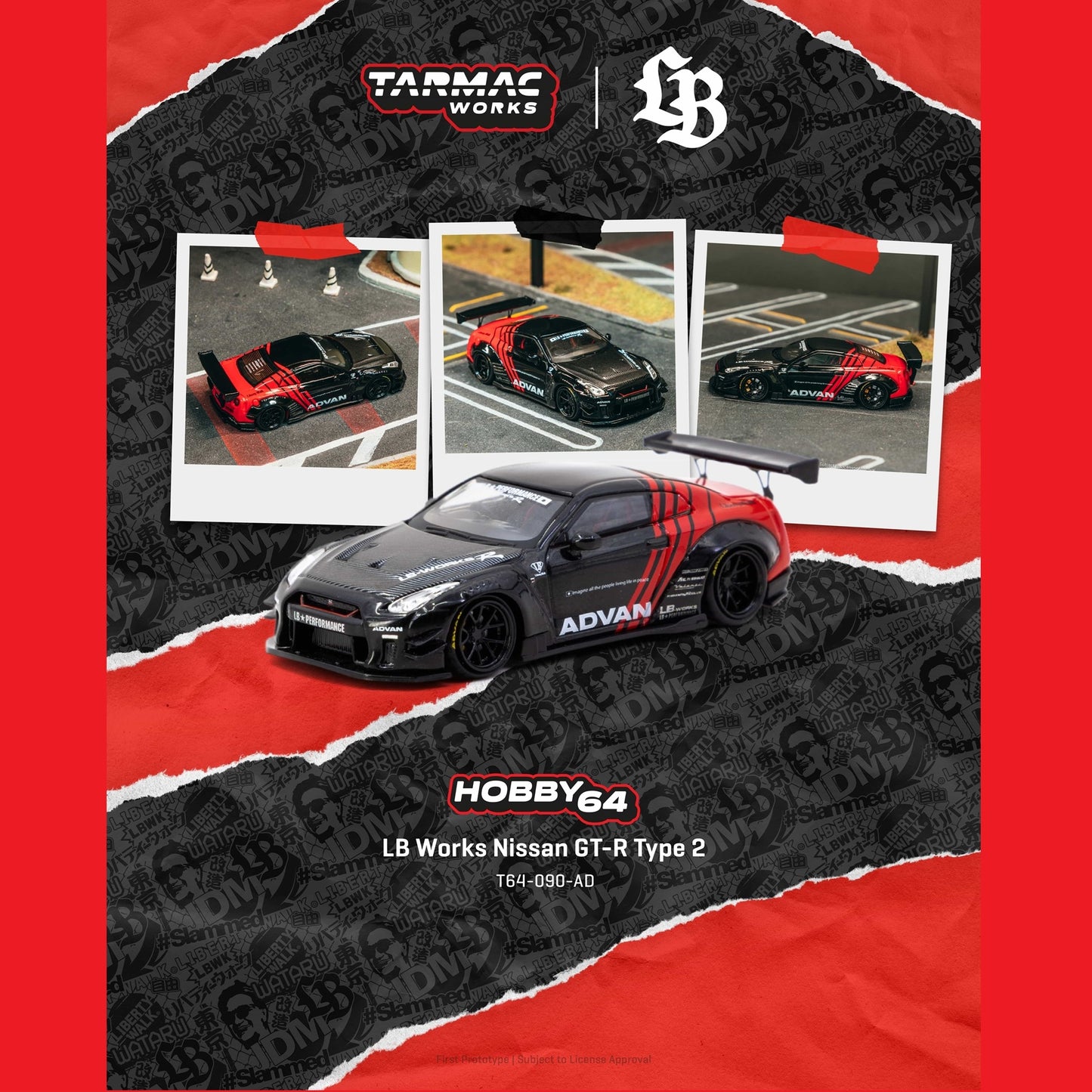 PREORDER HOBBY64 1/64 LB Works Nissan GT-R Type 2 Advan T64-090-AD (Approx. Release Date :  JULY 2026 subject to manufacturer's final decision)