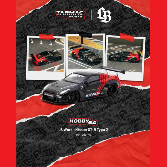 PREORDER HOBBY64 1/64 LB Works Nissan GT-R Type 2 Advan T64-090-AD (Approx. Release Date :  JULY 2026 subject to manufacturer's final decision)
