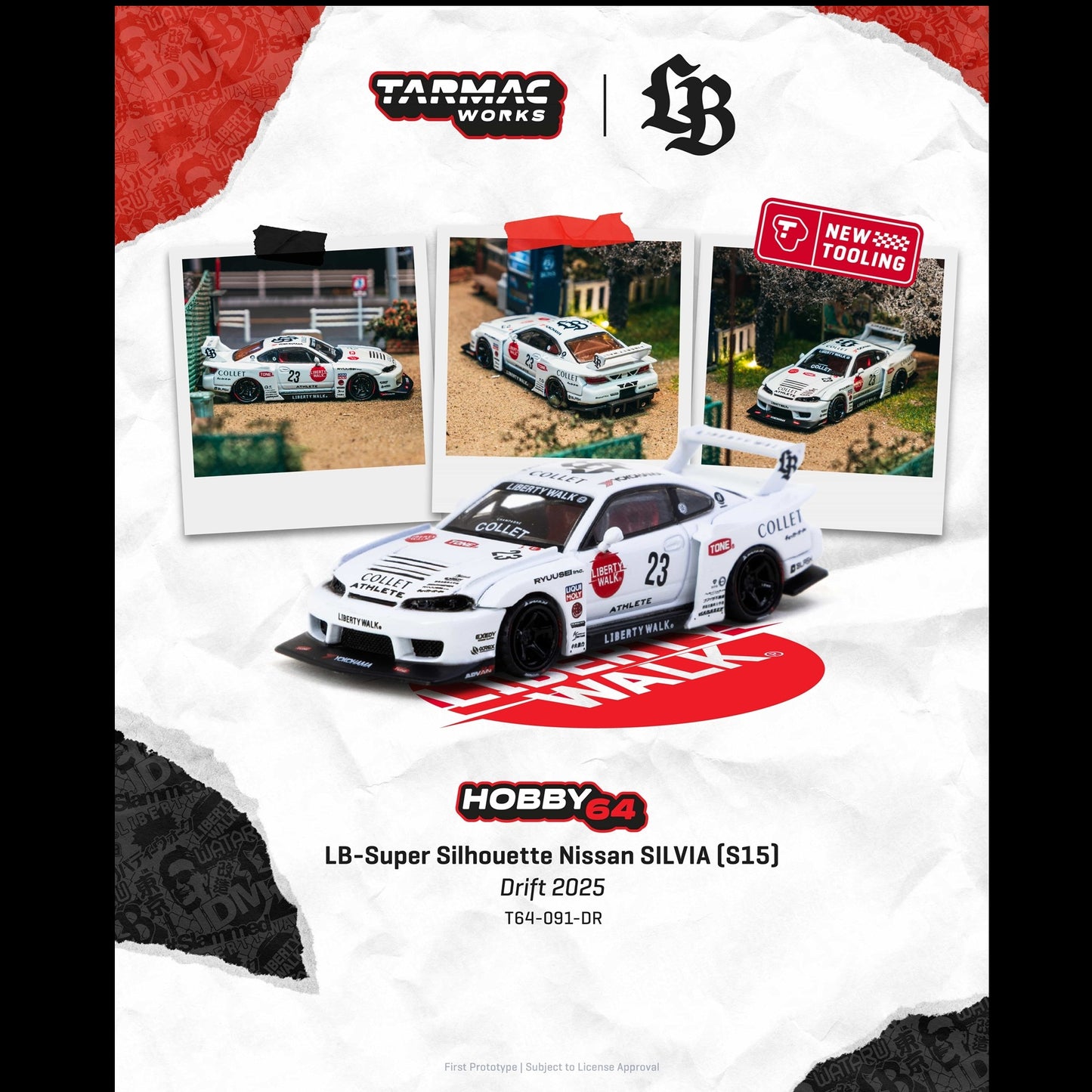 PREORDER HOBBY64 1/64 LB-Super Silhouette Nissan SILVIA (S15) Drift 2025 T64-091-DR (Approx. Release Date :  JULY 2026 subject to manufacturer's final decision)