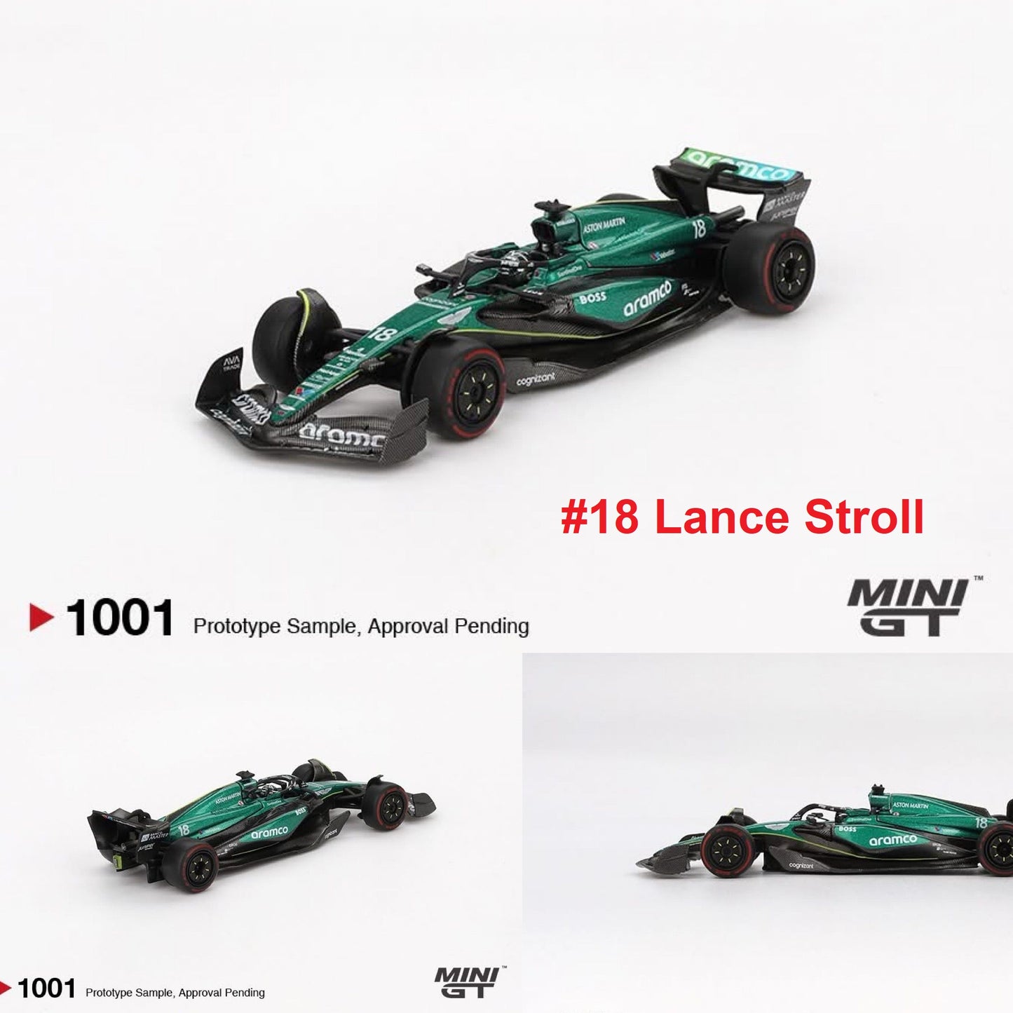 MINI GT 1/64 Aston Martin AMR24 #18 Lance Stroll 2024 F1 2024 Bahrain GP MGT01001-BL