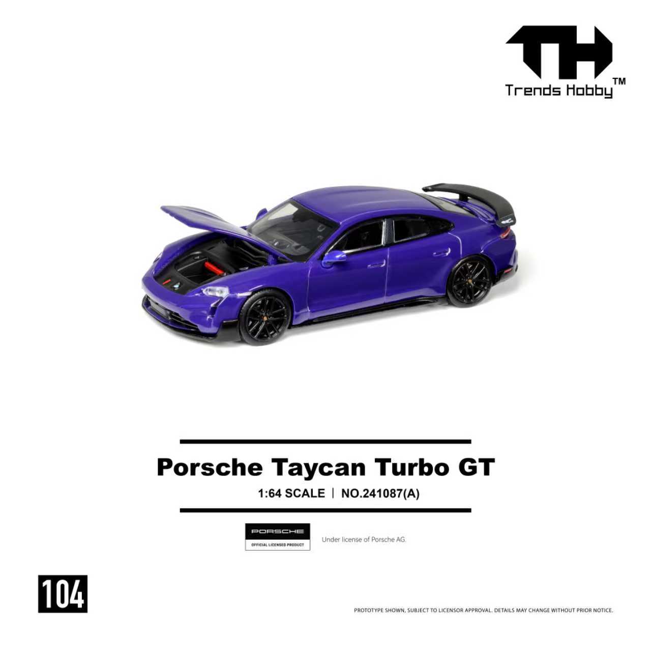 PREORDER Trends Hobby 1/64 Porsche Taycan Turbo GT - Purple 241087A (Approx. Release Date: Q2 2026 and subject to the manufacturer's final decision)