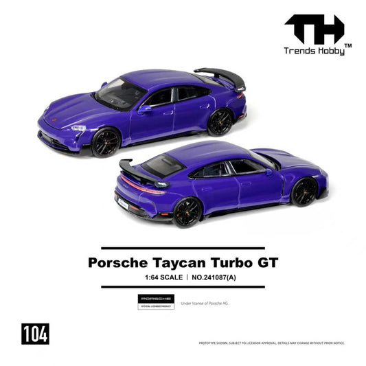 PREORDER Trends Hobby 1/64 Porsche Taycan Turbo GT - Purple 241087A (Approx. Release Date: Q2 2026 and subject to the manufacturer's final decision)