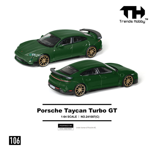 PREORDER Trends Hobby 1/64 Porsche Taycan Turbo GT - Green 241087C (Approx. Release Date: Q2 2026 and subject to the manufacturer's final decision)