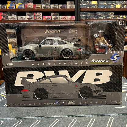 SOLIDO x AMERICAN DIORAMA 1/18 RWB NARDO GREY WITH FIGURE S1807517
