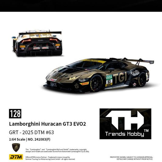 PREORDER Trends Hobby 1/64 Lamborghini Huracan GT3 EVO2 GRT - DTM 2025 #63 241083(F) (Approx. Release Date: Q3 2026 and subject to the manufacturer's final decision)
